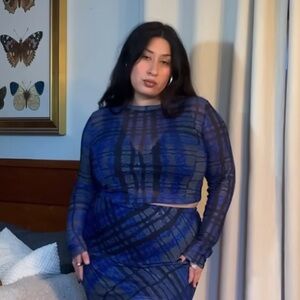 What Lo Wants Plaid Mesh Top